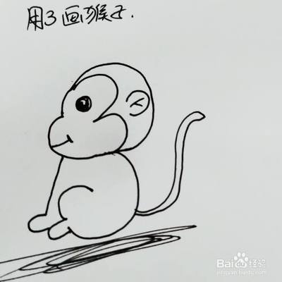 如何用数字3画一只卡通猴子简笔画呢?