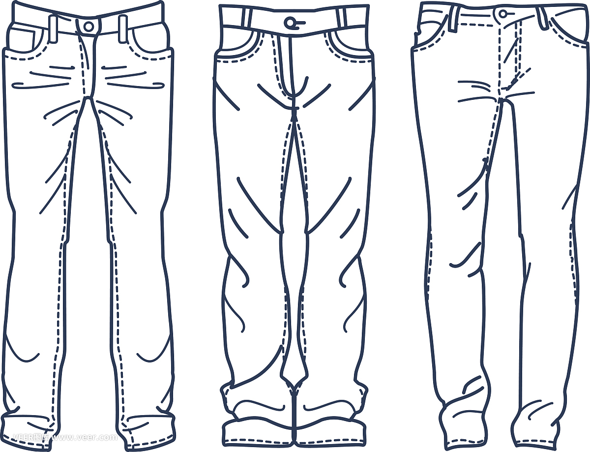 男装牛仔裤设计图手稿