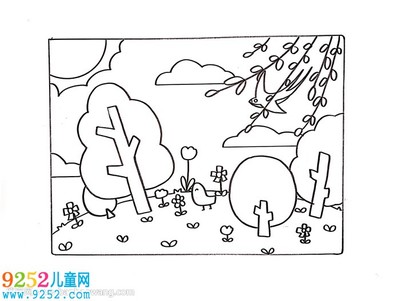 春天的图片景色画 小学生手抄报素材