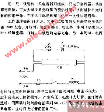 日光灯电路中启辉器的作用是什么