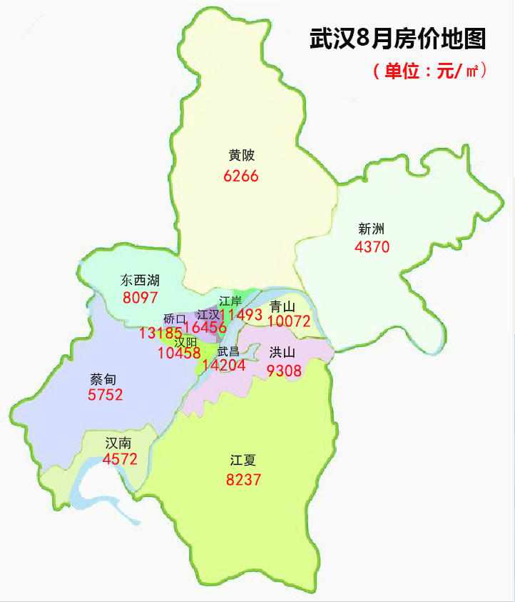 武汉各区房价分布图