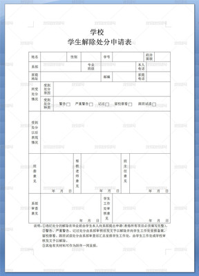 解除处分申请表