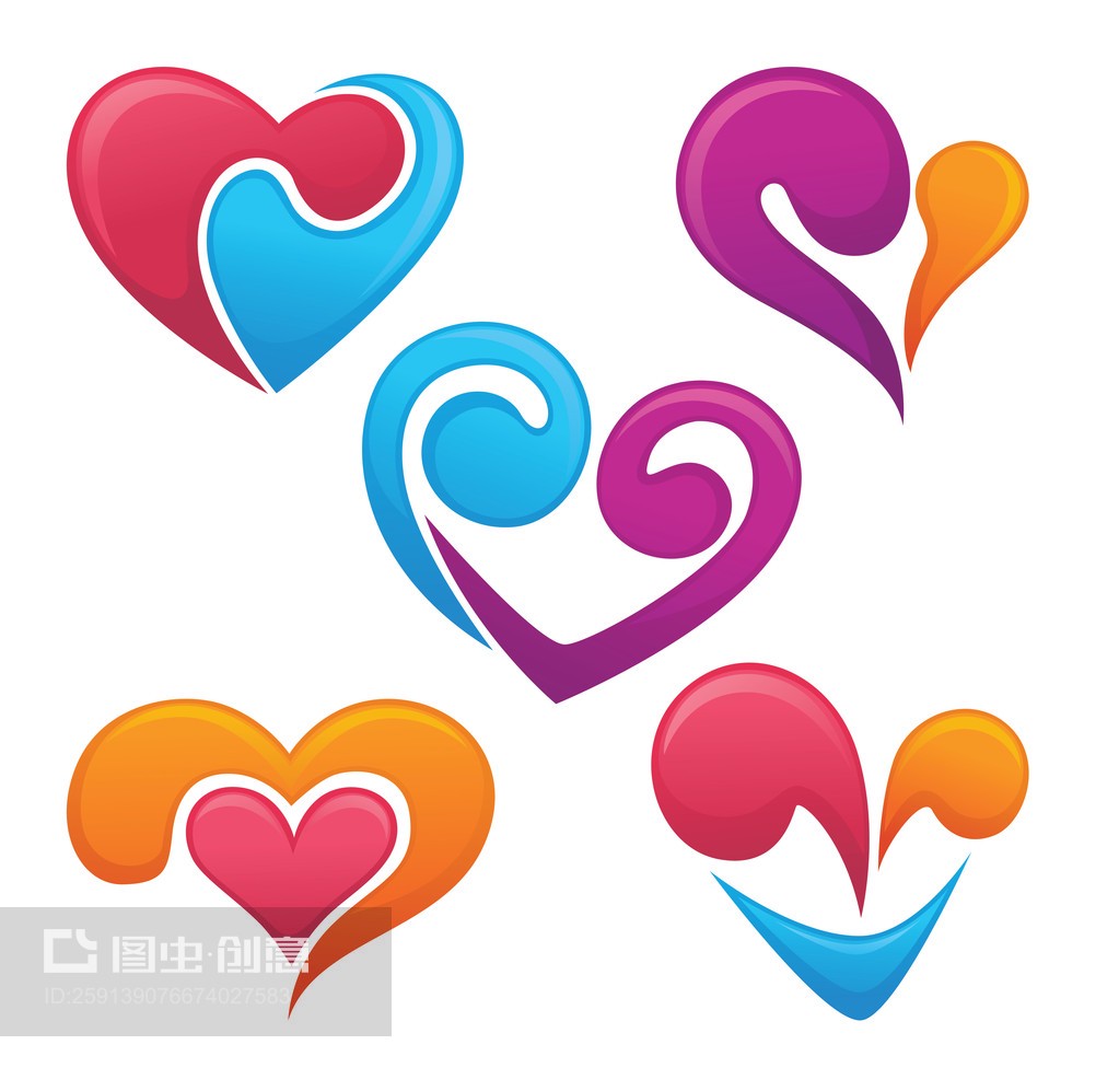 爱的符号、心、标志和形式的矢量集合vector collection of love symbols, hearts, signs and forms