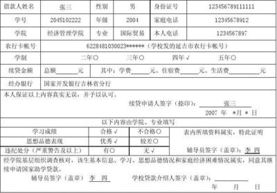 生源地贷款续贷申请书