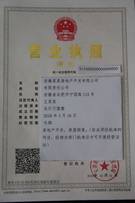 分公司营业执照样本