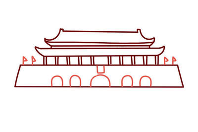 中国代表性建筑物简笔画