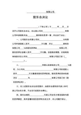 提供质押担保的股东会决议