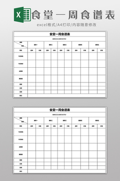 菜单表格模板