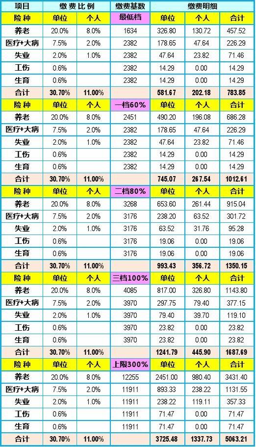 成都最低社保基数