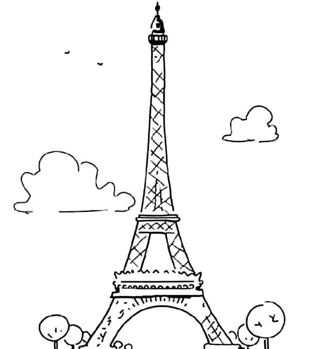 巴黎铁塔简笔画手绘图片