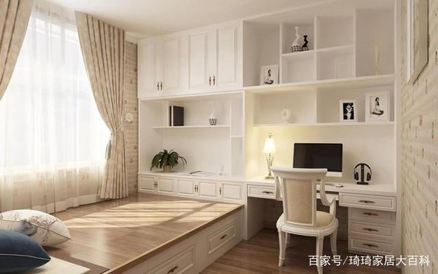 小卧室书桌书柜效果图