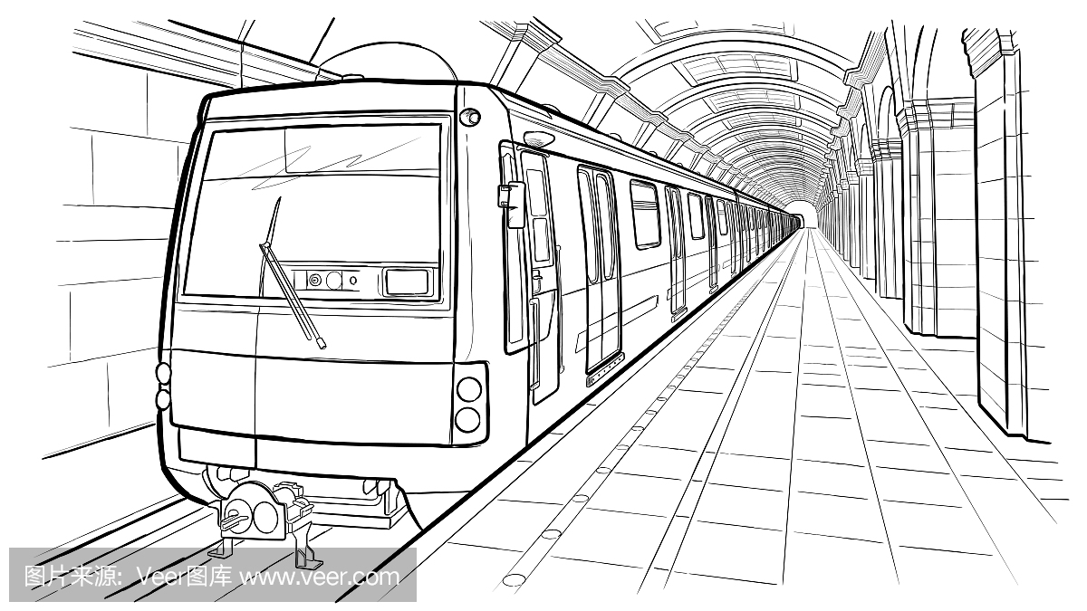 地下地铁世界简笔画图片