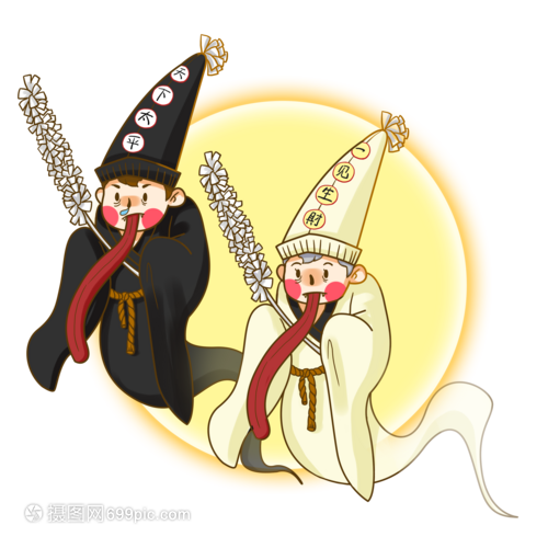 黑白无常的q版人物画像