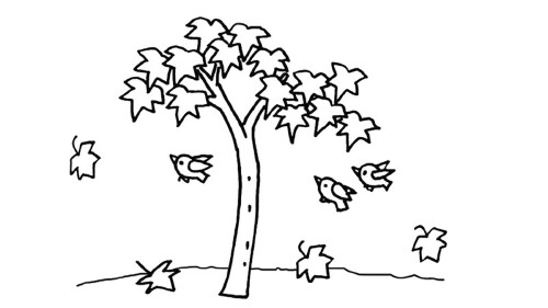 简笔画落叶大树的画法图片