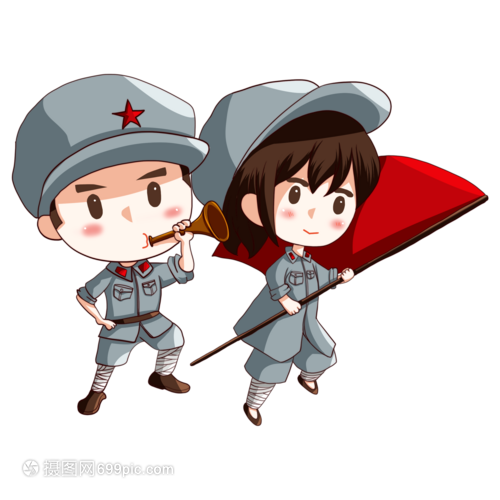 军人红旗漫画图片图片