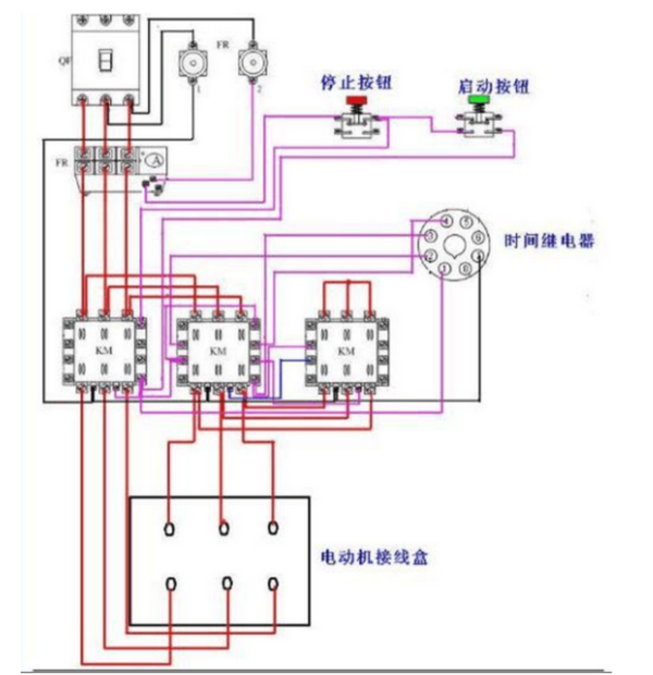 电机星三角启动接线图