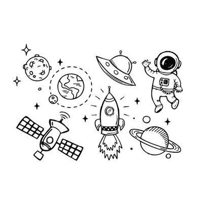 宇航员简笔画太空简单图片