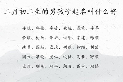 子字开头的男孩名字