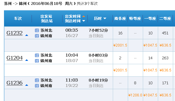 锦州到苏州高铁