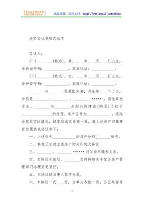 分家协议书