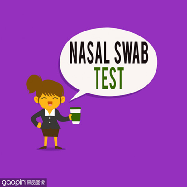 conceptual hand writing showing nasal swab test.