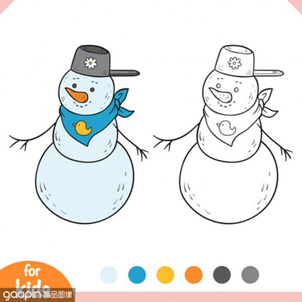 coloring book for children, snowman