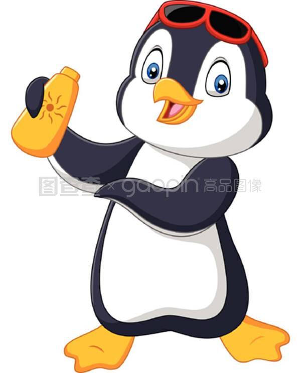 卡通企鹅手持防晒霜瓶洗面奶