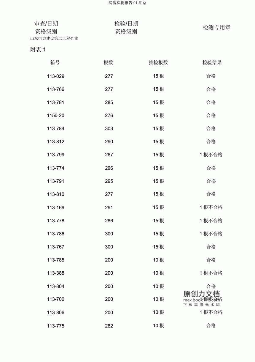 凝汽器涡流探伤标准