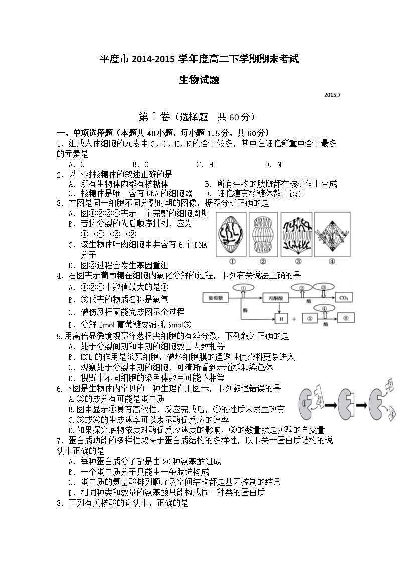 2021临沂市高二生物期末考试试卷